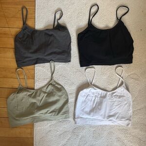 Set of Four Camisole Tops in Black, Gray, White, and green